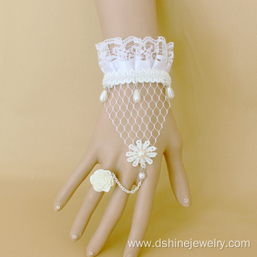 Bride Crochet Bangles With Pearl Pendant Daisy Flower Ring